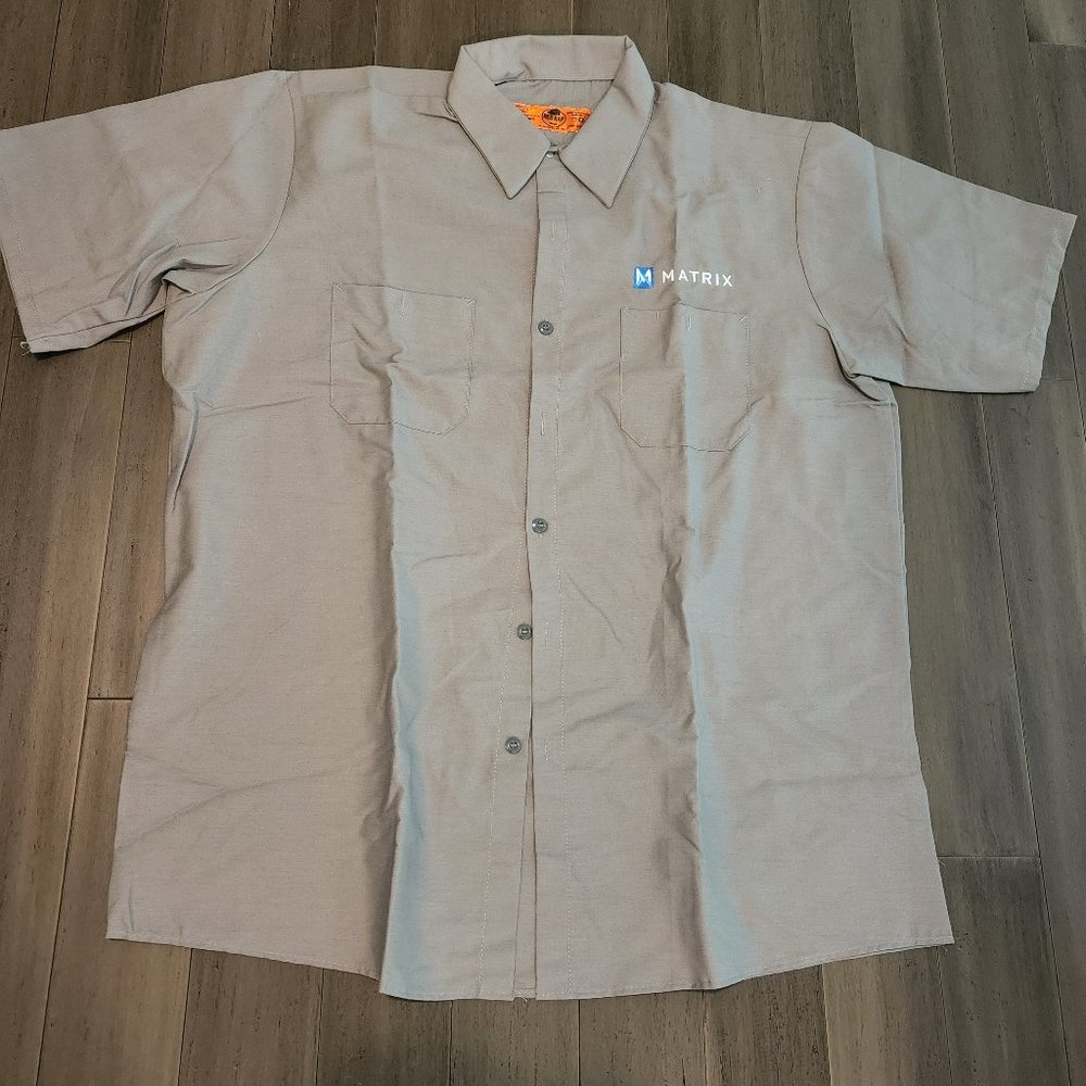 New Red Kap Work Shirt "Matrix" logo, XL, Grey/Brown